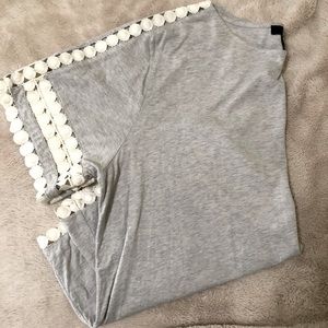 J. Crew heather top with crochet inset